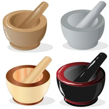 Mortar and pestle. Vector illustration. Stock Illustration