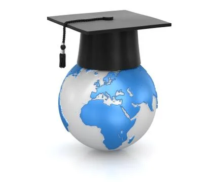 Mortar board and world Stock Illustration