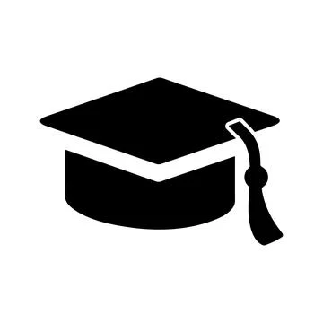 Mortar board black icon, convocation hat, cap Illustrazione stock