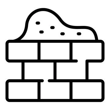 Mortar brick wall icon outline vector. Builder worker Stock Illustration