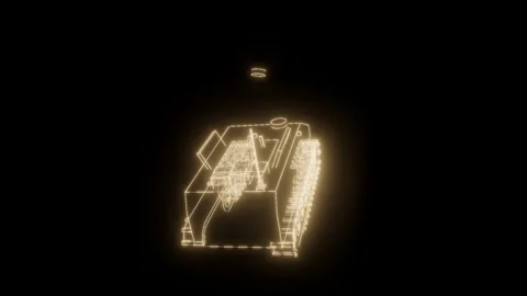 Mortar carrier archive tumbling turntable technical drawing 3D animation Stock Footage 342240299