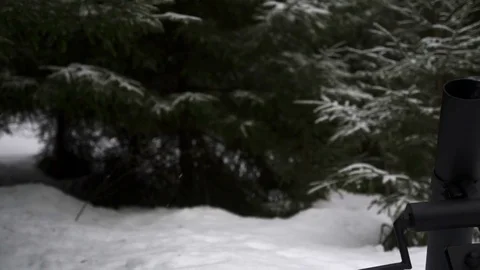 Mortar fires a shell in the winter snowy forest Stock Footage 71411258