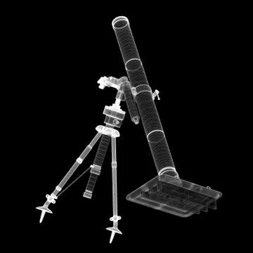 Mortar mobile on background, body structure, wire model Stock Illustration