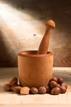 Mortar with Nuts Stock Photos