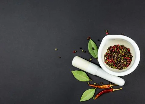 Mortar with pepper. Foto stock