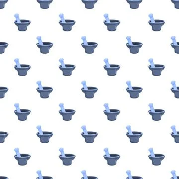 Mortar pestle seamless pattern for pharmacy and herbal medicine Stock Illustration