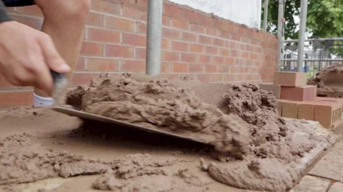 Mortar Picked Up On Trowel Video stock 239685342