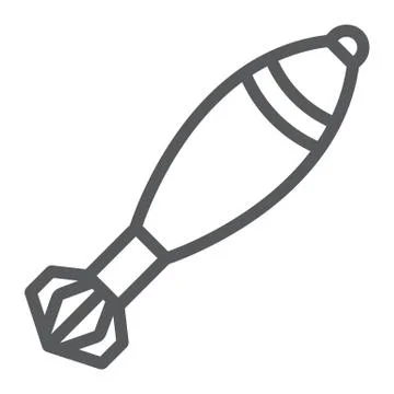 Mortar shell line icon, army and weapon, military bomb sign, vector graphics, a Illustrazione stock