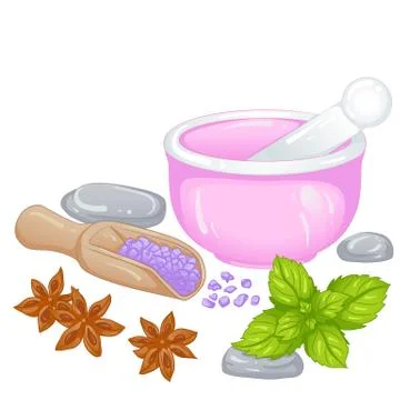 Mortar spa object Stock Illustration