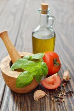Mortar with spices Stock Photos