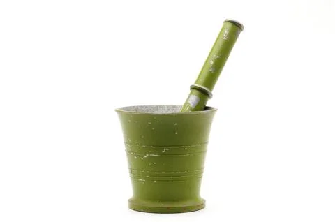 Mortar for squeezing food on a white background Stock Photos