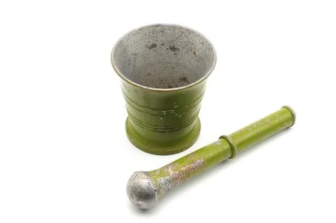 Mortar for squeezing food on a white background Stock Photos