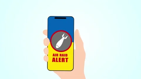 Mortar threat, alarm message. Message on smartphone 動画素材 237064039