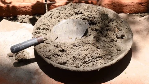 Mortar-trowel-curb-India Stock Footage 75673127