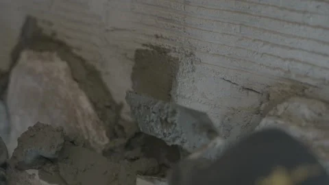 Mortar on wall with spatula Видео 339283931