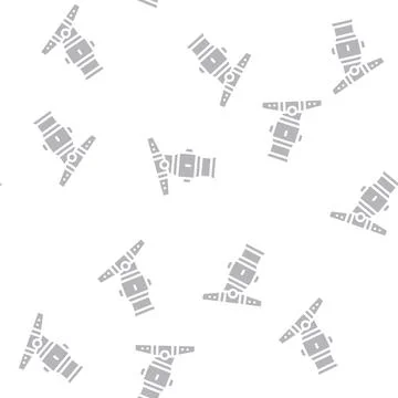 Mortar weapon glyph vector seamless pattern black Stock Illustration