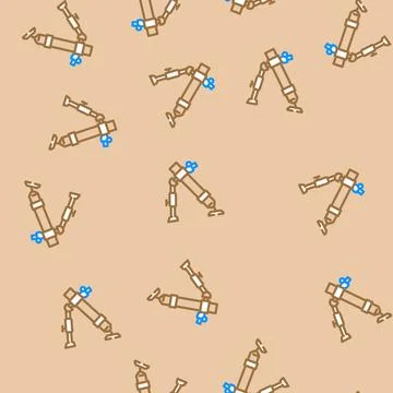 Mortar weapon military vector seamless pattern Stock Illustration