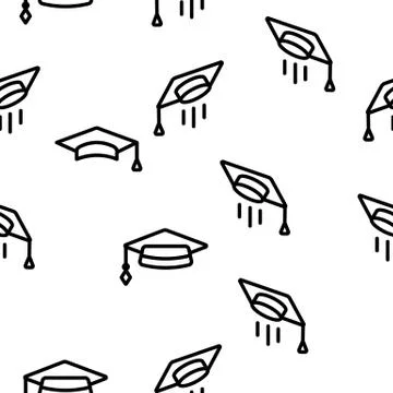 Mortarboard, Academic Cap Seamless Pattern Stock Illustration