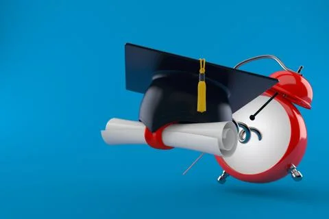 Mortarboard with alarm clock Stock Illustration