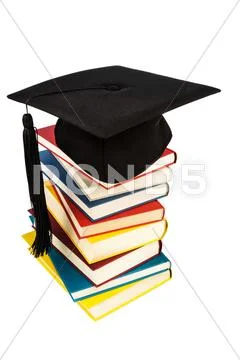 Mortarboard on books stack Stock Photos