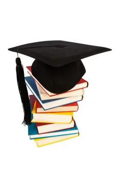 Mortarboard on books stack 스톡 사진