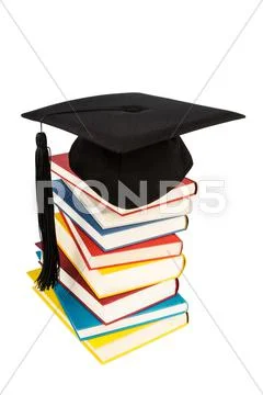 Mortarboard on books stack Stock Photos