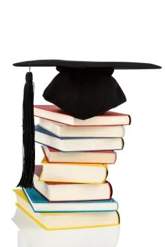 Mortarboard on books stack Stock Photos