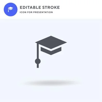 Mortarboard icon vector, filled flat sign, solid pictogram isolated on white, Stock Illustration