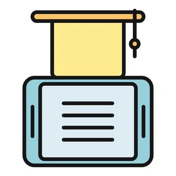 Mortarboard on mobile device for digital learning Stock Illustration