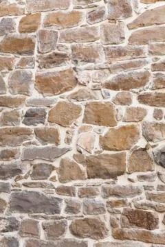 Mortared stone wall background Stock Photos