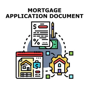 Mortgage application document filling loan process concept Stock Illustration