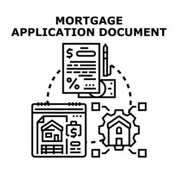 Mortgage application document filling loan process concept Stock Illustration