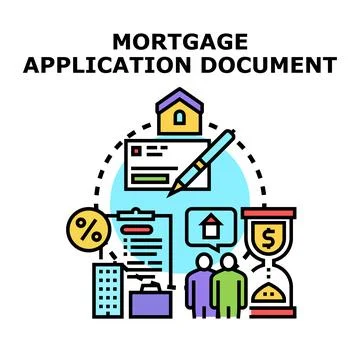 Mortgage application document process for home loan approval Stock Illustration