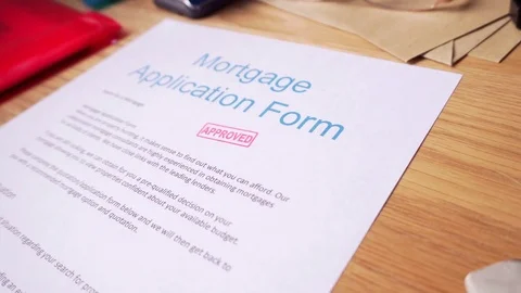 Mortgage Application Form Is Approved By Stamp, Bank Finance Residential Loan 4K Stock Footage