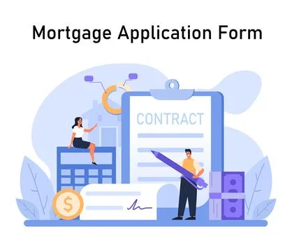 Mortgage Application Form concept. Flat vector illustration. Stock Illustration