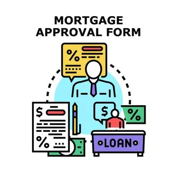 Mortgage approval form contract paperwork process Stock Illustration