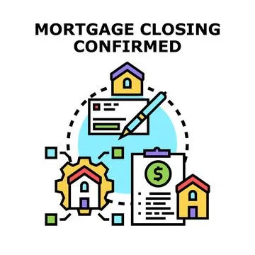 Mortgage closing confirmed concept securing home property Stock-Illustration