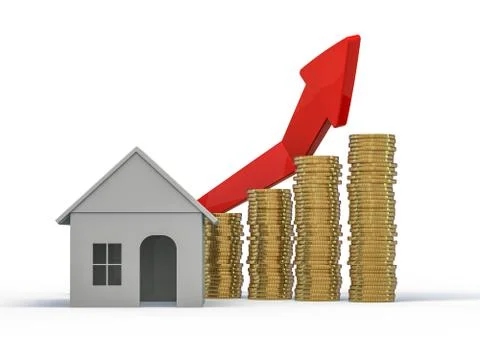 Mortgage concept. Toy model of small house. 3D Illustrazione stock