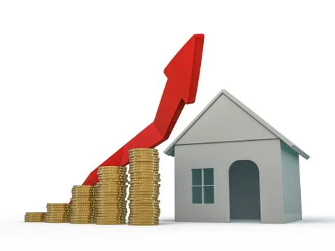 Mortgage concept. Toy model of small house. 3D Illustrazione stock