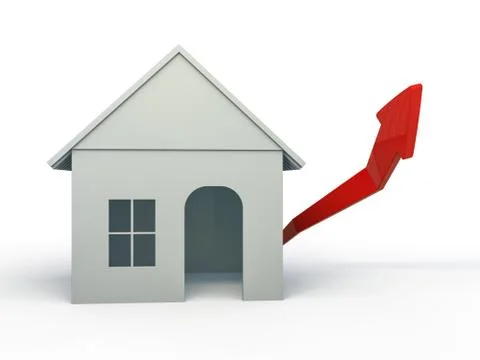 Mortgage concept. Toy model of small house. 3D Stock Illustration