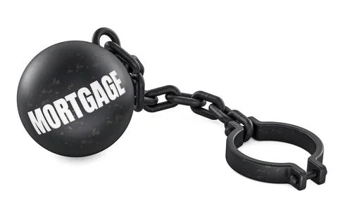 Mortgage debt shackle. 3D rendering Stock Illustration
