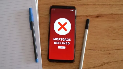 Mortgage declined notification. Getting rejected in online loan application and Stock Footage 297470846