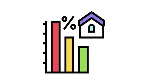 Mortgage decrease in interest payments color icon animation Stock Footage 150188414