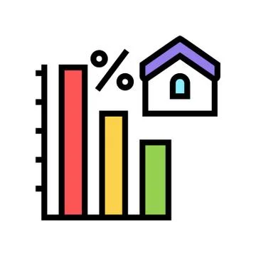 Mortgage decrease in interest payments color icon vector illustration Stock Illustration