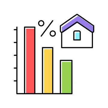 Mortgage decrease in interest payments color icon vector illustration Stock Illustration