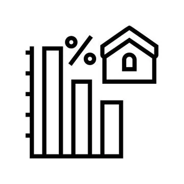 Mortgage decrease in interest payments line icon vector illustration Stock Illustration