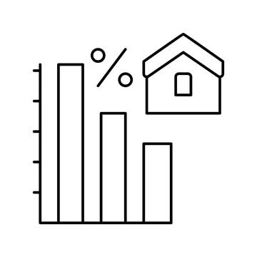 Mortgage decrease in interest payments line icon vector illustration Stock Illustration