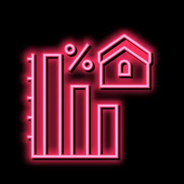 Mortgage decrease in interest payments neon glow icon illustration Stock Illustration