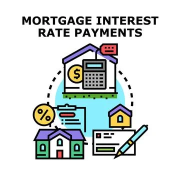 Mortgage interest rate payments calculation concept Stock Illustration
