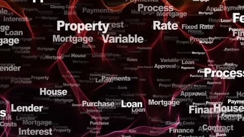 MORTGAGE Keywords Animation, Background, Loop Stock Footage 318195939